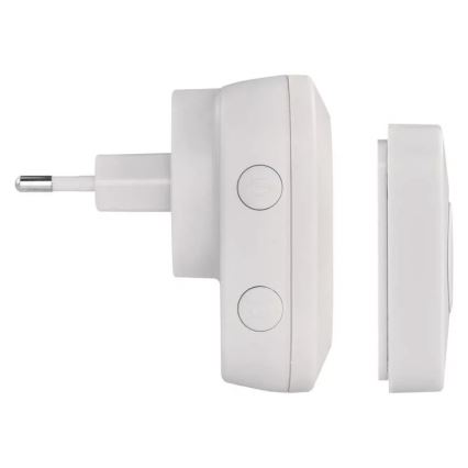 Bezdrátový zvonek do zásuvky 230V + 1xCR2032 IP44 bílá